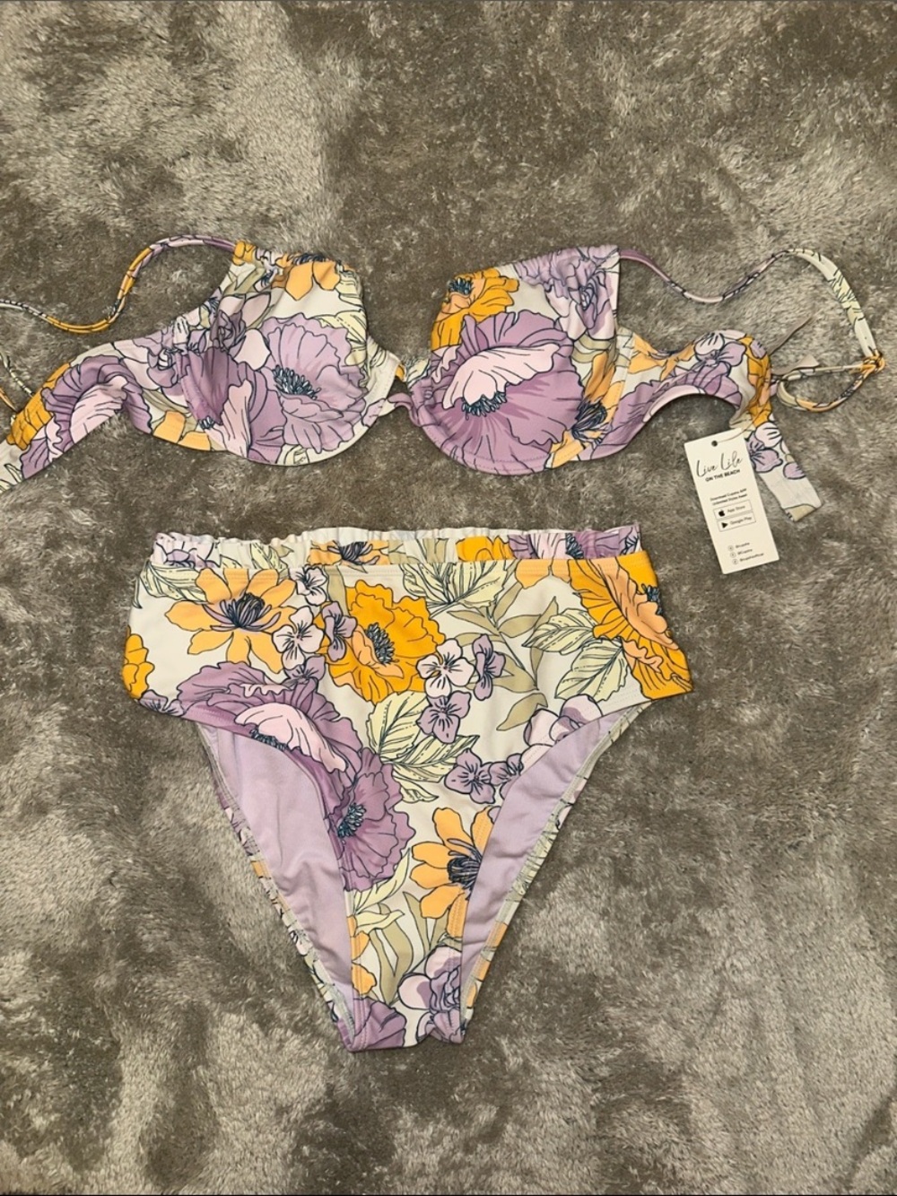 La Vie En Rose Floral Bikini Set - Purple & Yellow
